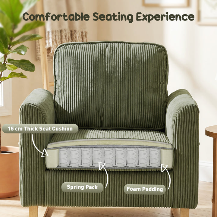 Accent Chair with Spring, Modern Industrial Armchair with Metal Legs f