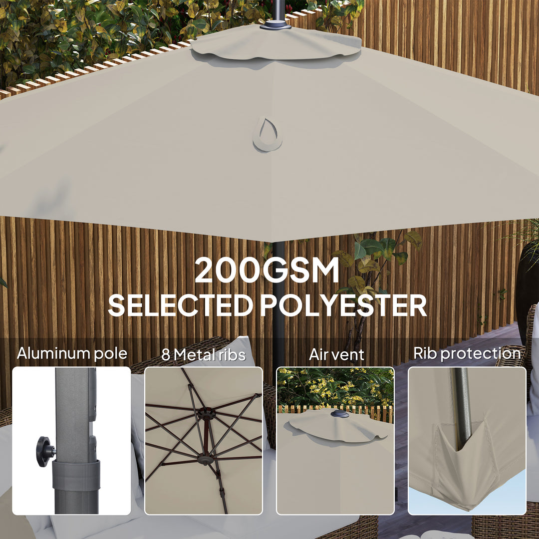3 m Five-Angle Cantilever Parasol - Light Grey