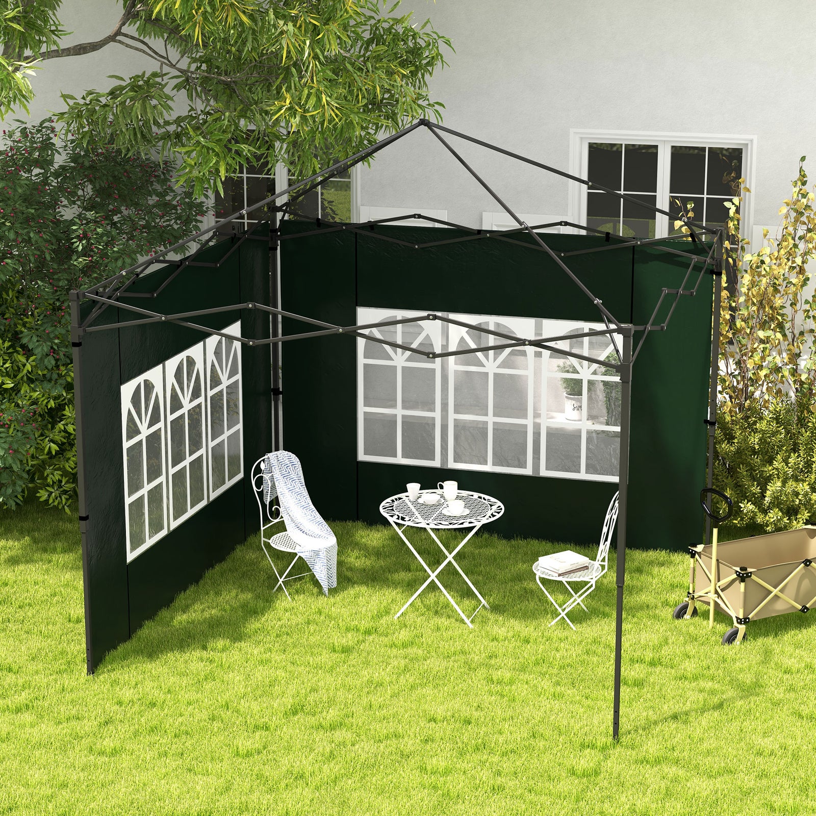 Set of Two 3 x 3m Gazebo Frame Replacement Walls - Green