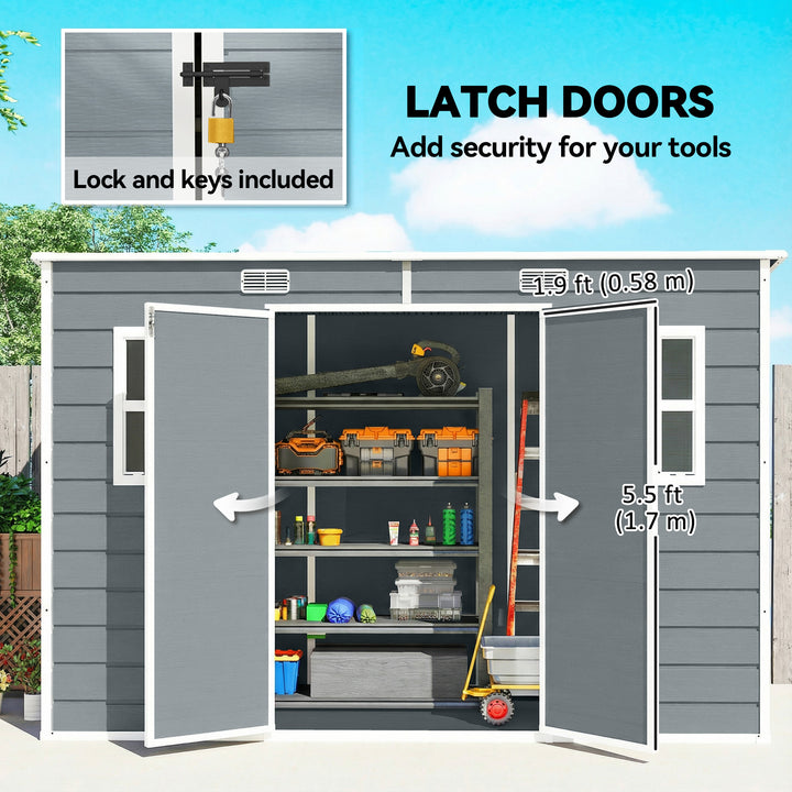 10 x 4 ft Resin Garden Shed, Outdoor Storage Shed with Floor, Windows,