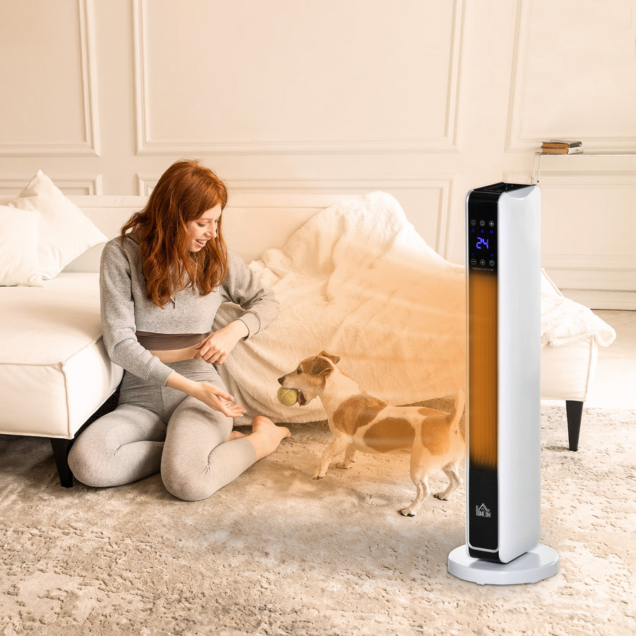 1100W/2200W Space Heater with 65° Oscillation & 8-Hour Timer and Overheat & Tip Over Protection, Room Heater with 2 Heat and Fan for Bedroom, 29 inch