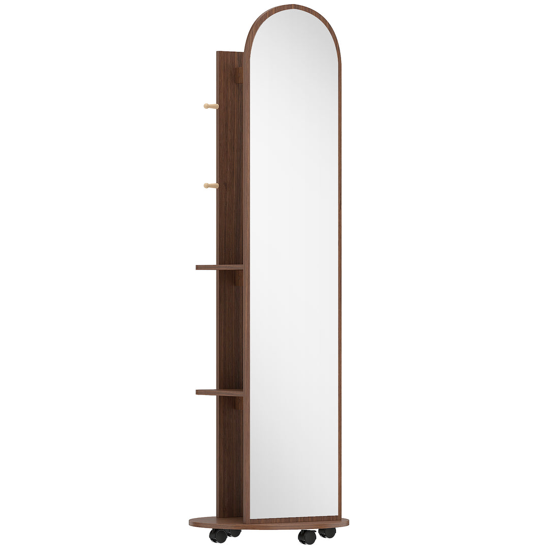 2-in-1 Full Length Mirror with Storage Shelves, Floor Mirror with 4 Wh