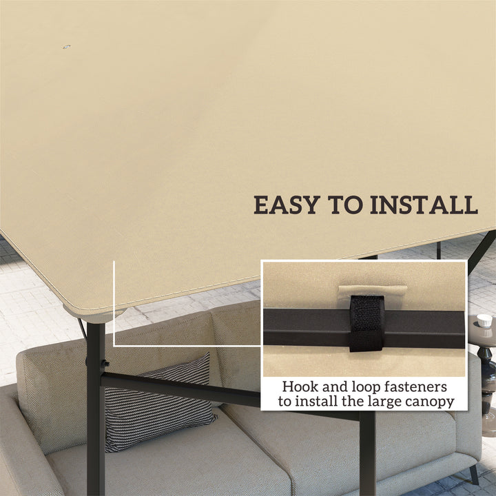 3 x 3(m) Gazebo Canopy Replacement Cover, Garden Gazebo Roof Replacement with Drain Holes, Water Resistant PVC Coating, 370g/㎡, UPF30+, TOP COVER ONLY, Beige