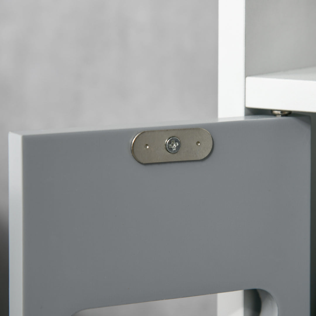 Modern Bathroom Storage Cabinet, Freestanding Tall Bathroom Cabinet with Open Shelves and 3 Cupboards with Door, for Bedroom Hallway, Grey