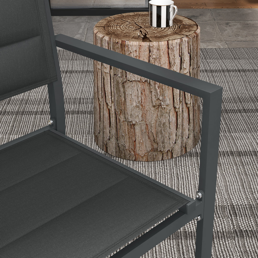 Set of Two Aluminium Stacking Garden Chairs - Dark Grey