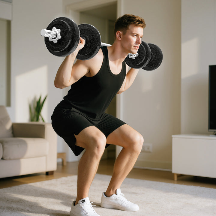 MCL 2-in-1 Adjustable Dumbbells Set, 20kg Weights Dumbbells Set with Non-Slip Grip for Strength Training, Weight Lifting, Bodybuilding, Home Gym Workout Equipment for Men & Women