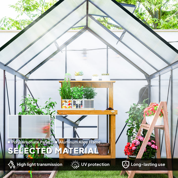 190 x 190cm Walk-In Polycarbonate Greenhouse