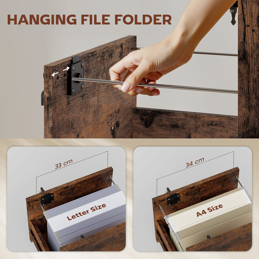 Rolling File Cabinet with 2 Drawers, Mobile Filing Cabinet with Hanging File Folder for Letter Sized Documents