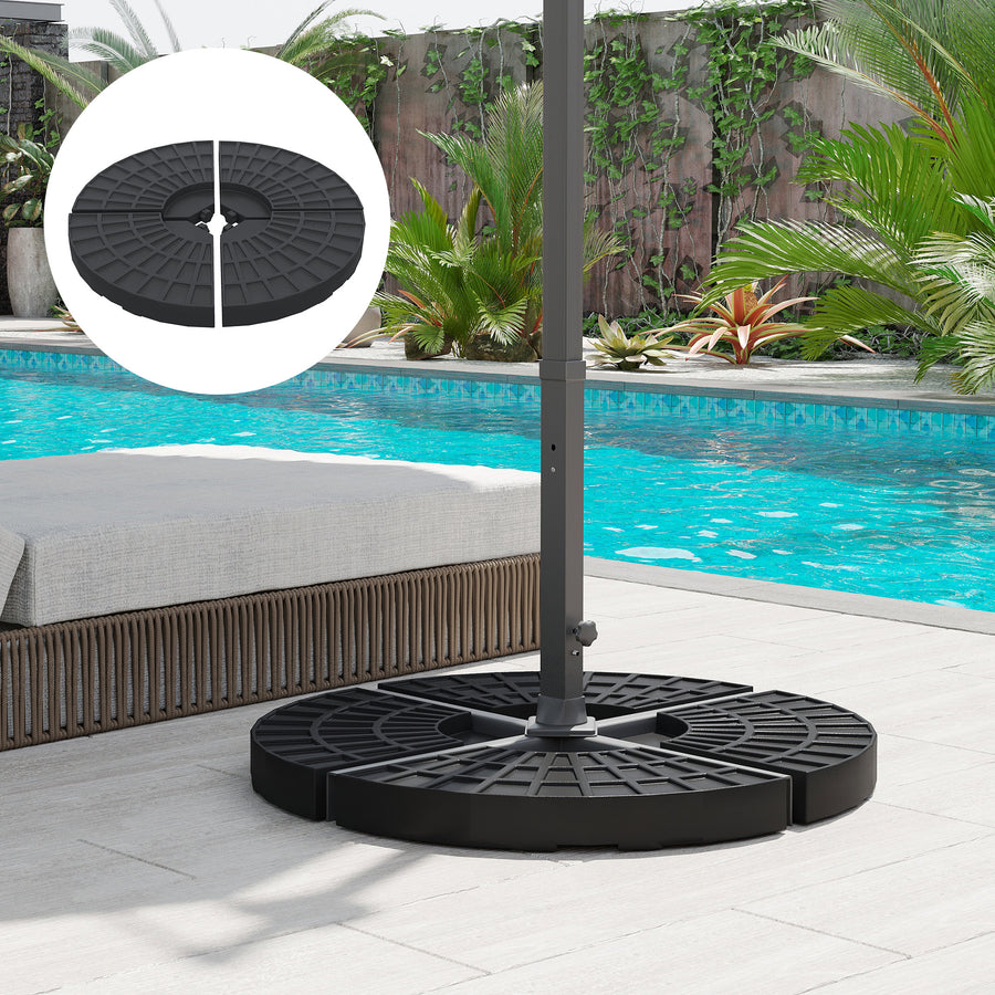 4 PCs 70KG Portable Round Parasol Base Umbrella Cross Stand Weights Holder Sand or Water Filled Outdoor Garden Patio