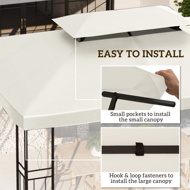 3x4m Gazebo Replacement Roof Canopy 2 Tier Top UV Cover Garden Patio Outdoor Sun Awning Shelters Cream (TOP COVER ONLY)