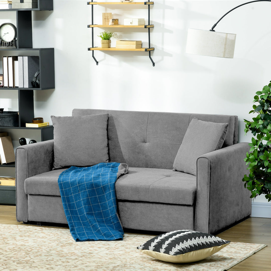 2 Seater Sofa Bed, Convertible Bed Settee, Modern Velvet Loveseat Sofa Couch with 2 Cushions, Hidden Storage for Living Room, Guest Room