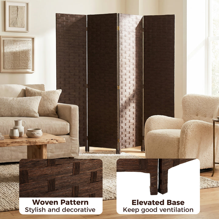 Wave Fibre Freestanding Folding Privacy Screen Panels, Room Divider, D