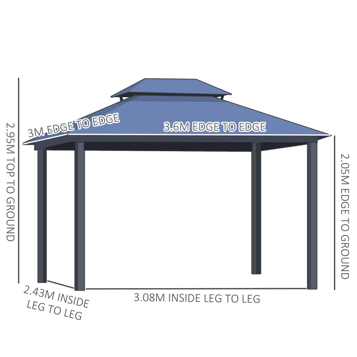 Outdoor 3.6 x 3(m) Gazebo Cabana w/ Steel Frame & Net Sidewalls for Privacy