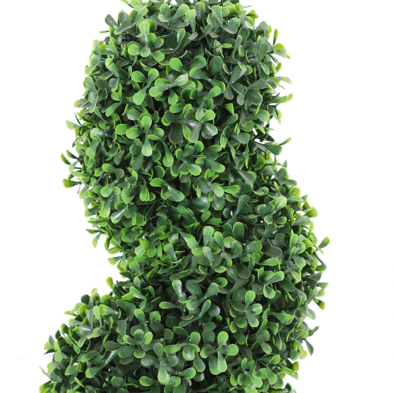 Set of 2 Artificial Plants, Topiary Spiral Boxwood Trees with Pot, for