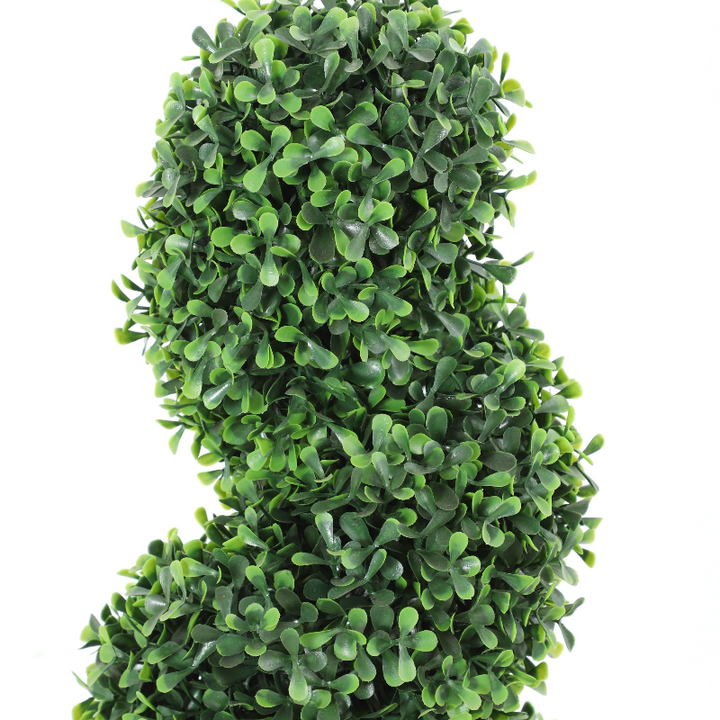 Set of 2 Artificial Plants, Topiary Spiral Boxwood Trees with Pot, for