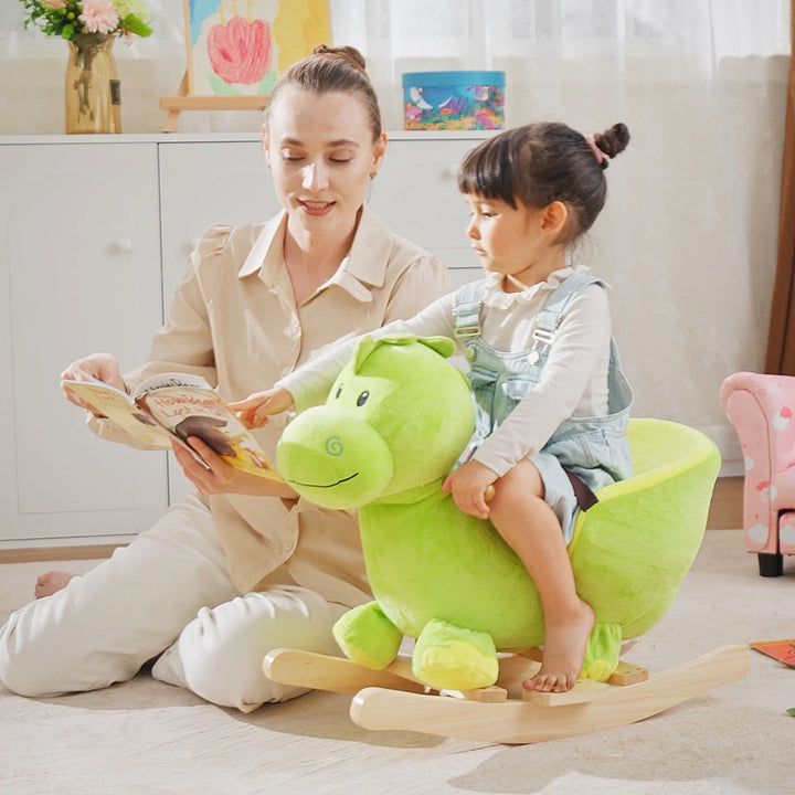 MCL Kids Rocking Horse, Plush Ride-On Dinosaur Seat, with Seat Safety Belt, 32 Songs, Ride-On Horse