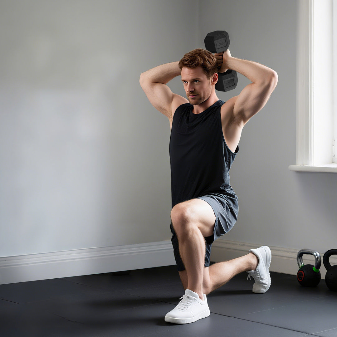 MCL 20KG Single Rubber Hex Dumbbell Portable Hand Weights Dumbbell Home Gym