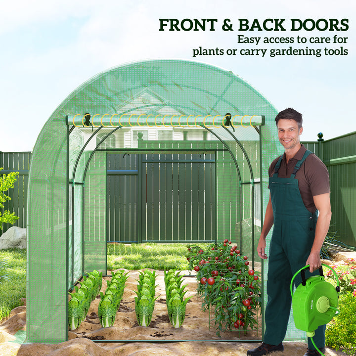 300 x 200cm Walk-In Polytunnel Greenhouse - Green