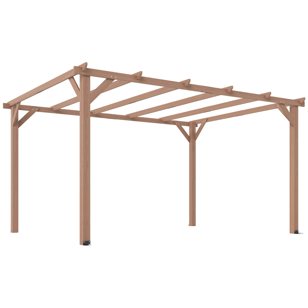 4 x 3 m Wooden Pergola Kit, Garden Pergola Gazebo Grape Trellis with Triangle Supports, 6 Beams