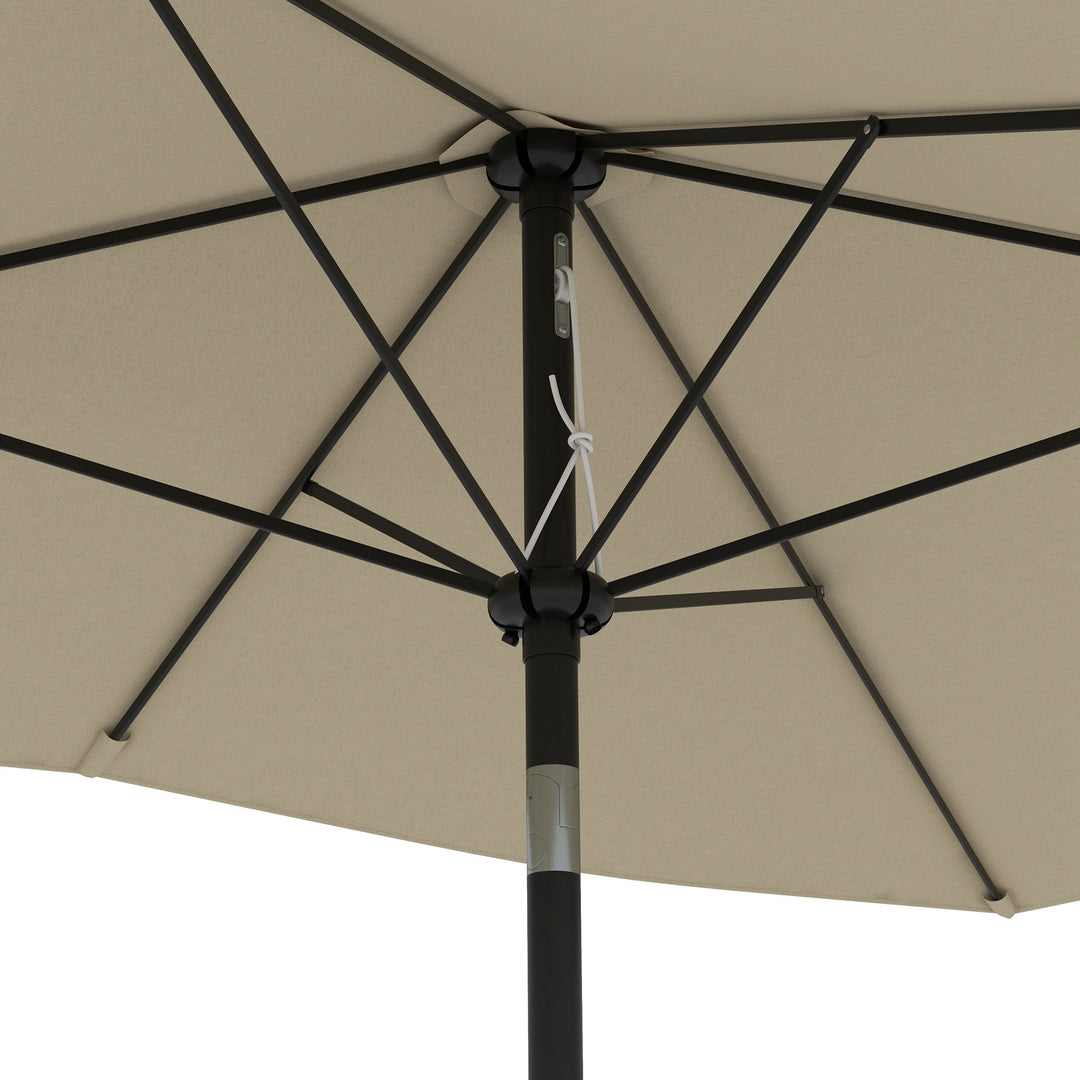 2 x 3(m) Garden Parasol Umbrella, Rectangular Outdoor Market Umbrella Sun Shade with Crank & Push Button Tilt, 6 Ribs, Aluminium Pole, Cream White