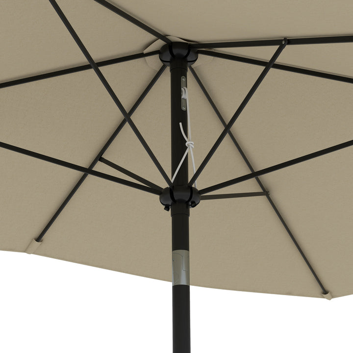 2 x 3(m) Garden Parasol Umbrella, Rectangular Outdoor Market Umbrella Sun Shade with Crank & Push Button Tilt, 6 Ribs, Aluminium Pole, Cream White