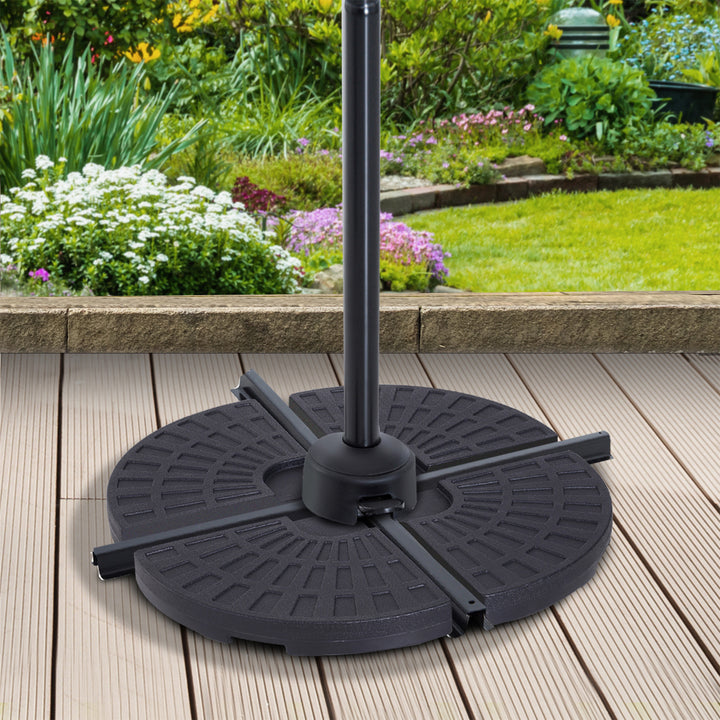 Outsunny 4 PCs Portable Round Parasol Base Umbrella Cross Stand Weights Holder Sand or Water Filled Outdoor Garden Patio | Aosom UK