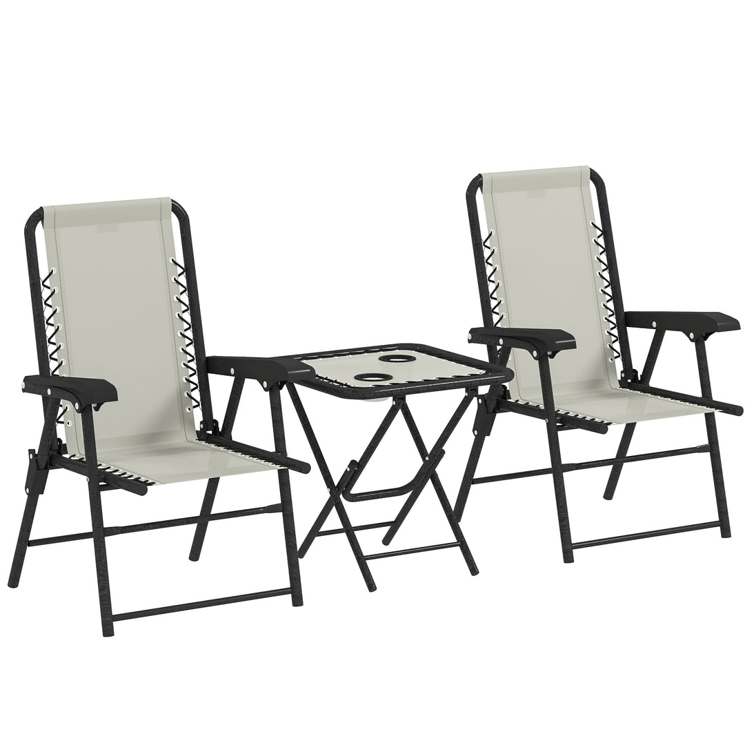 Three-Piece Garden Table and Chair Set - Cream White