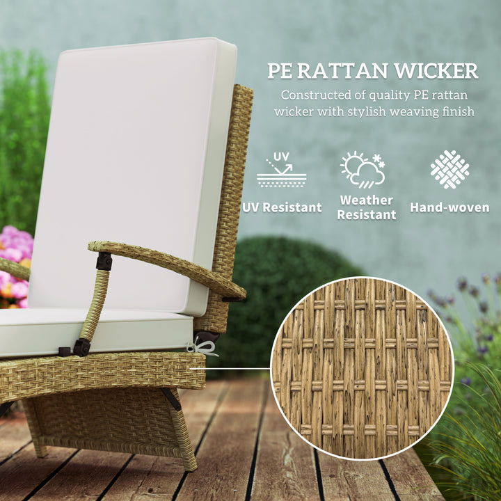 80° Reclining Rattan Lounger - White/Beige