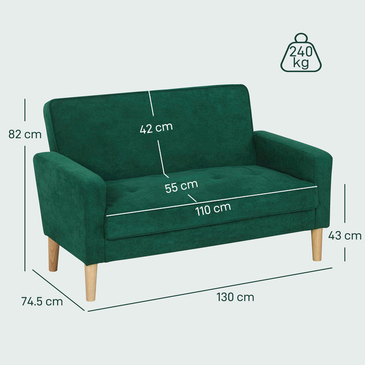 Two-Seater Velvet-Feel Sofa - Green