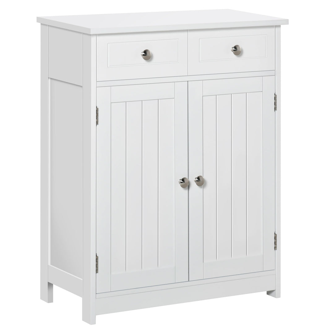 MCL 75x60cm Freestanding Bathroom Storage Cabinet Unit w/ 2 Drawers Cupboard Adjustable Shelf Metal Handles Traditional Style