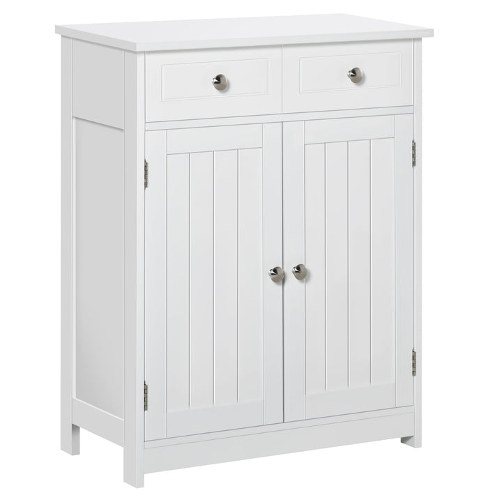 MCL 75x60cm Freestanding Bathroom Storage Cabinet Unit w/ 2 Drawers Cupboard Adjustable Shelf Metal Handles Traditional Style
