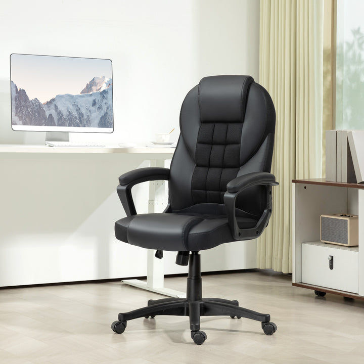 HOMCOM Executive Office Chair, PU Leather High Back Desk Chair, Swivel Computer Chair with Adjustable Height and Tilt Function, Black