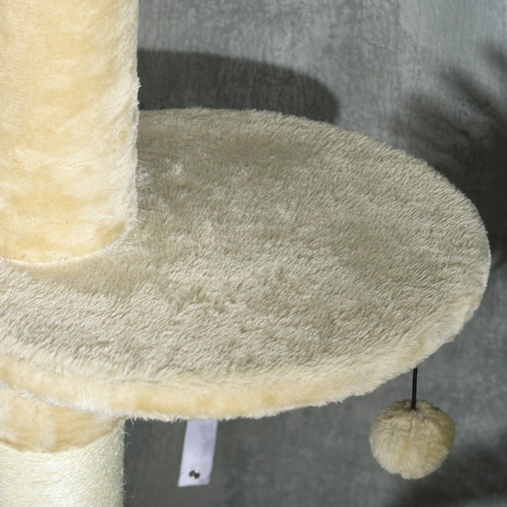 PawHut Cat Tree Tower, 255cm Tall for Indoor Cats, with Scratching Post, Cat House, Platform, Beige