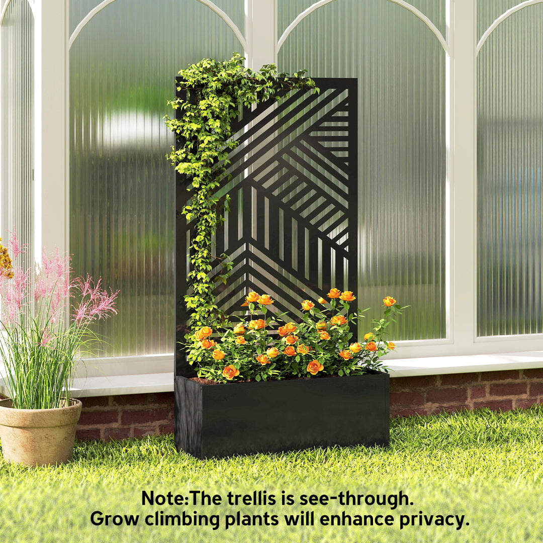 Metal Garden Bed for Garden with Trellis, Raised Garden Bed with Priva