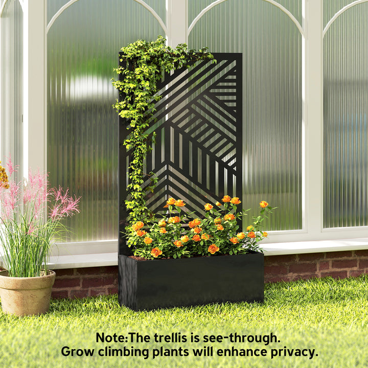 Metal Garden Bed for Garden with Trellis, Raised Garden Bed with Priva