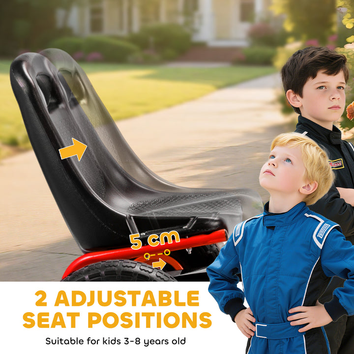 Kids Pedal Go Kart with Adjustable Seat, EVA Tyres, Manual Clutch, Bra