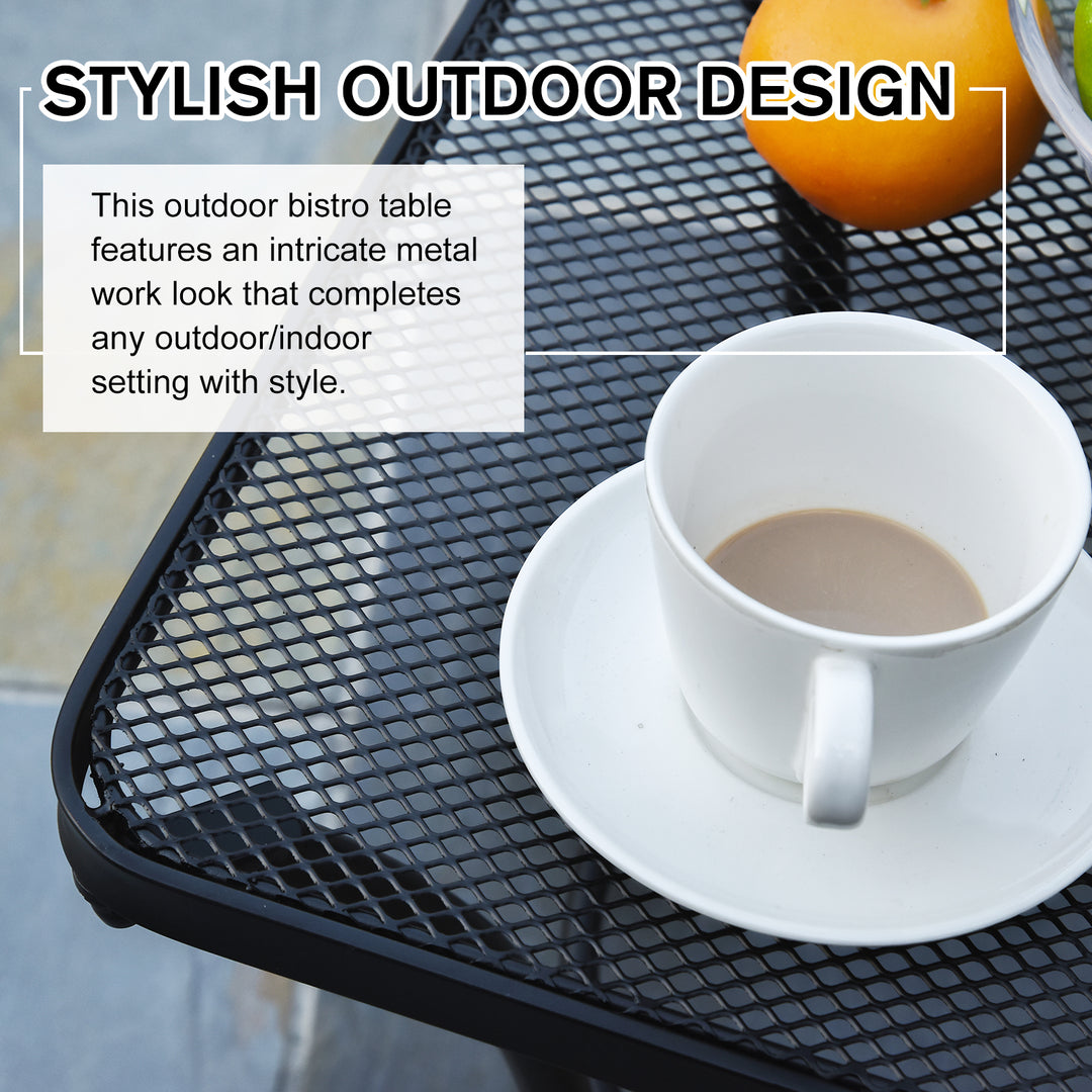 Square Garden Metal Bistro Table Outdoor Patio Coffee Side Desk - Black 45L X 45W X 50H CM