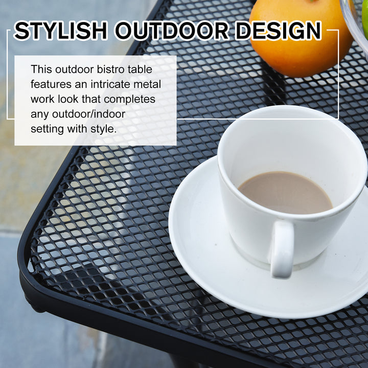 Square Garden Metal Bistro Table Outdoor Patio Coffee Side Desk - Black 45L X 45W X 50H CM