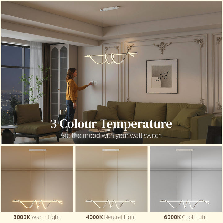Pendant Light with 3 Colour Temperatures - Silver Tone