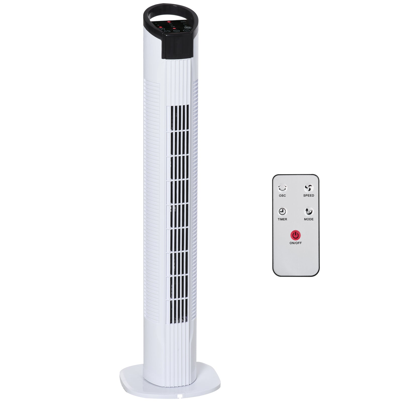 31" Freestanding Tower Fan, 3 Speed 3 Mode, 7.5H Timer, Oscillating, LED Panel, Remote Control, 31 Inch Standing Fan, White