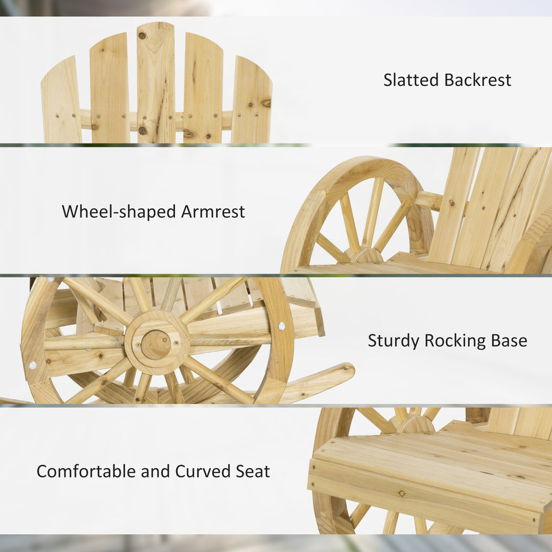 Wooden Adirondack Rocking Chair Reclining Armchair Outdoor Garden Furniture Patio Porch Rocker - Natural