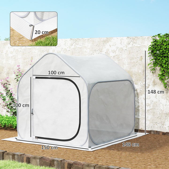 150 x 148cm Pop-Up Greenhouse - White