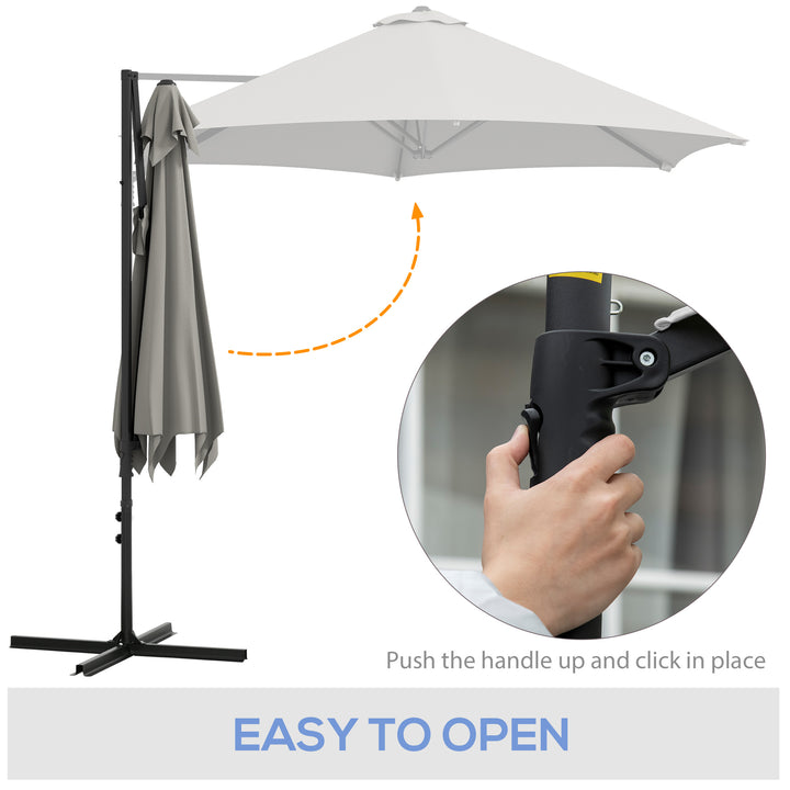 2.5m Rotating Cantilever Parasol - Light Grey