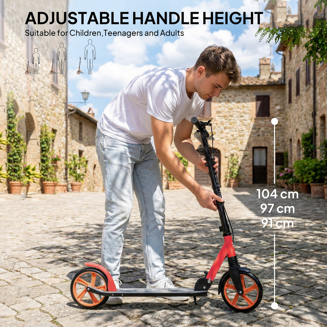 One-click Folding Kick Scooter for 14+ w/ Adjustable Handlebar, Push S