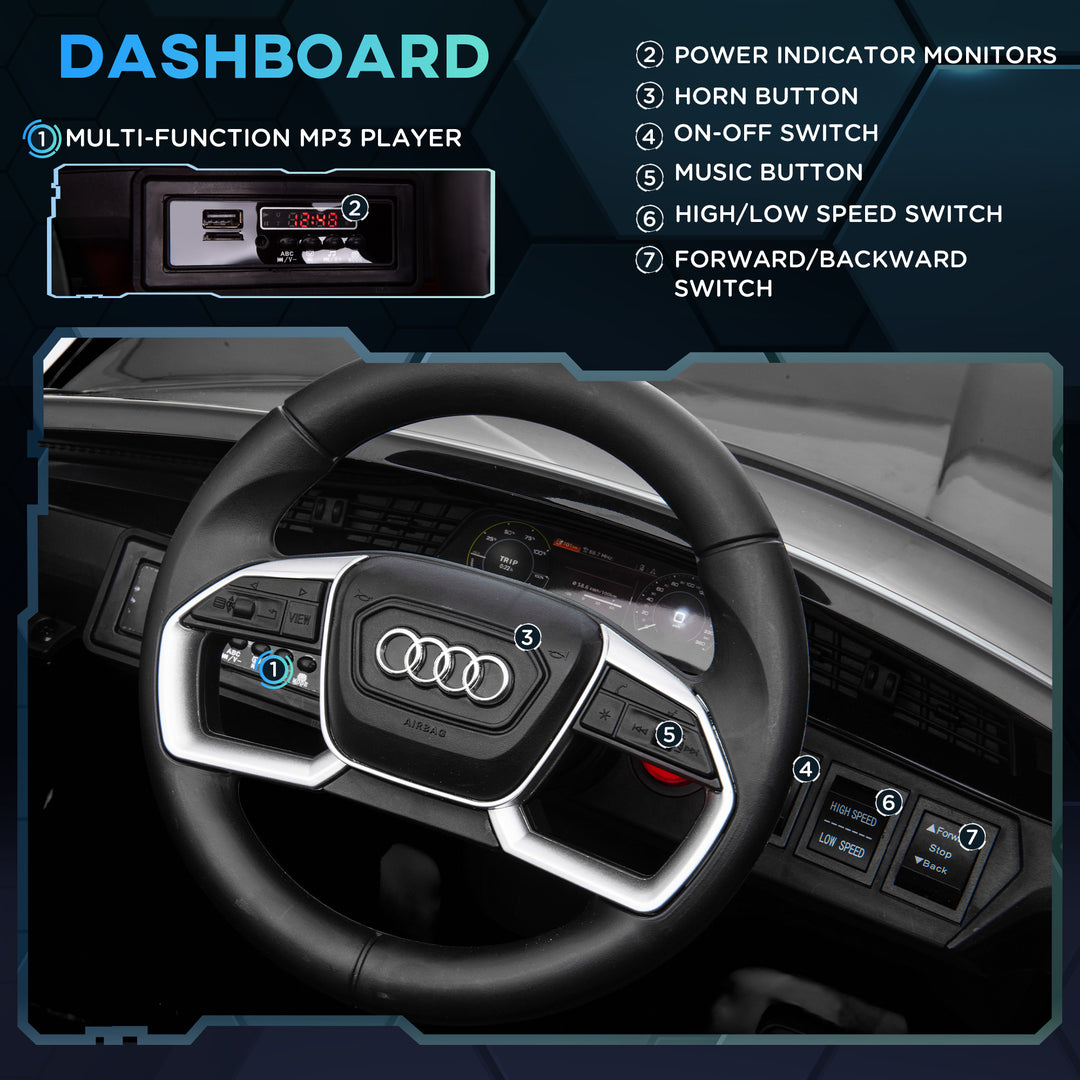 Audi E-tron Licensed 12V Kids' Electric Ride on, Electric Car for Kids, with Parental Remote, Music Lights MP3, Suspension Wheels, for 3-5 Years, Black