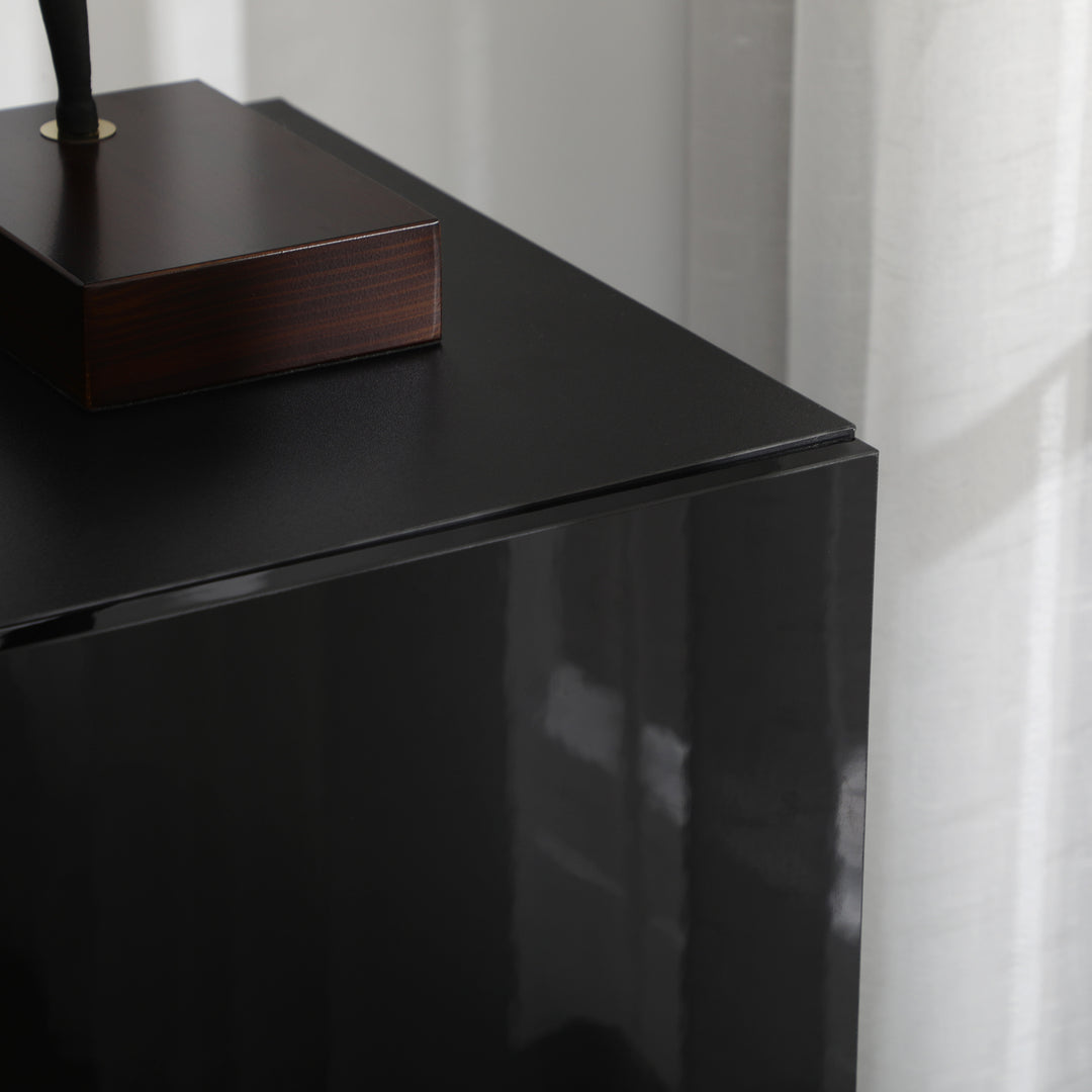 High Gloss Storage Cabinet, Freestanding Storage Cupboard with Adjustable Shelves for Living Room, Bedroom, Hallway, Black