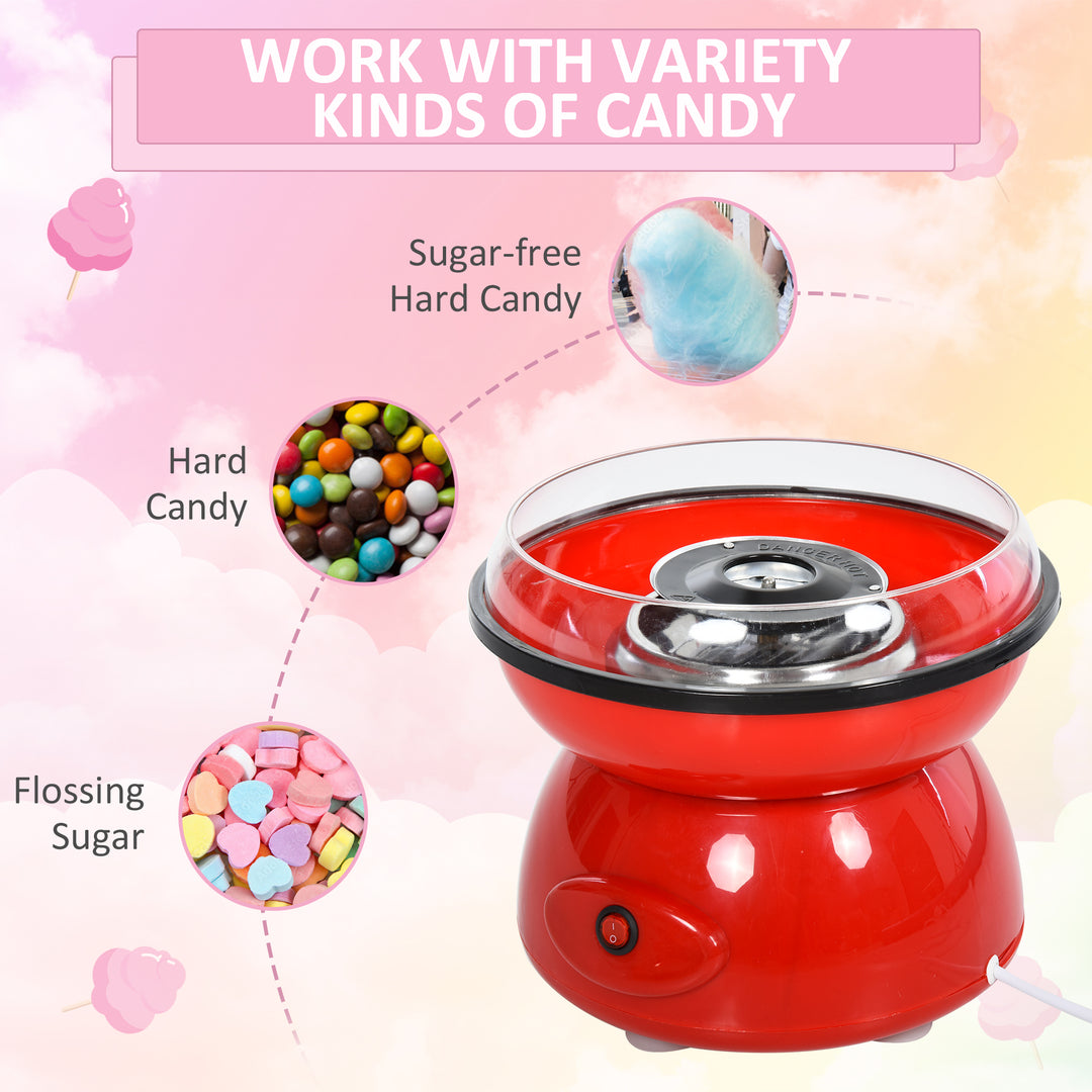 MCL 450W Candy Floss Machine, Professional Automatic Cotton Candy Sweet Machine with Candyfloss Sticks, Spoon, Splash Guard, Non-Slip Base for Birthday Christmas Wedding Party, Funfair Style, Red
