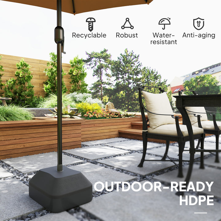 Fillable Garden Parasol Base, Heavy Duty Parasol Base Stand Outdoor Umbrella Stand, Filled Up to 24kg with Sand or 20kg with Water, Sun Umbrella Base for 38 mm Poles, Black