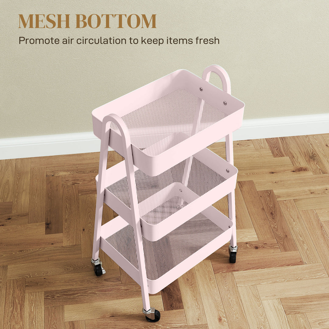 Three-Tier Storage Trolley - Pink