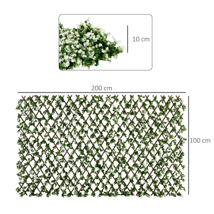 2pc Expanding Garden Trellis, 2 x 1m Faux Decorative Privacy Fence with Artificial Leaves, Privacy Screen Greenery Walls for Garden Balcony, Eucalyptus Leaves